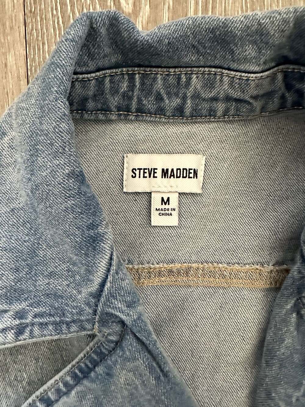 Steve Madden Women's Light Wash Denim Moto Biker Jacket - Picture 2 of 3